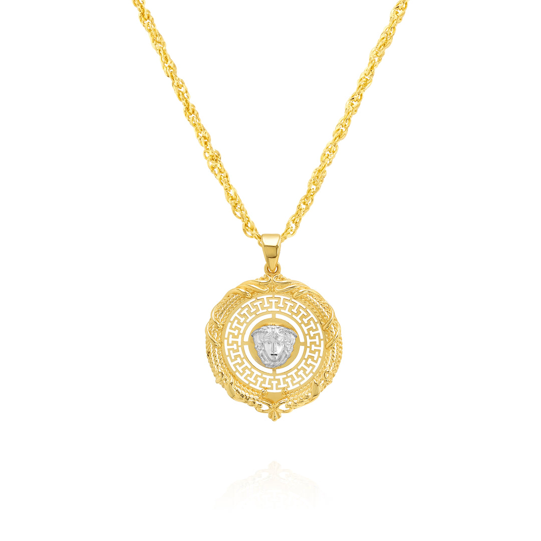 18K Real Gold Elegant V.R.C Round Necklace