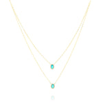 Load image into Gallery viewer, 18K Real Gold 2 Layer Light Blue Stone Necklace