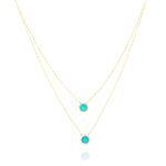 Load image into Gallery viewer, 18K Real Gold 2 Layer Round Light Blue Stone Necklace