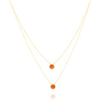 Load image into Gallery viewer, 18K Real Gold 2 Layer Round Red Stone Necklace