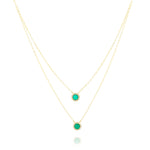 Load image into Gallery viewer, 18K Real Gold 2 Layer Round Green Stone Necklace