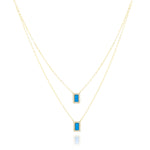 Load image into Gallery viewer, 18K Real Gold 2 Layer Square Blue Stone Necklace