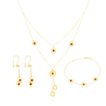 Load image into Gallery viewer, 18K Real Gold Red Stone Round Jewelry Set