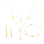 Load image into Gallery viewer, 18K Real Gold White Stone Flower Jewelry Set