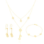 Load image into Gallery viewer, 18K Real Gold White Stone Flower Jewelry Set