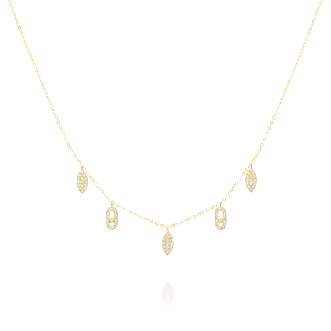 18K Real Gold Hanging Stone Necklace