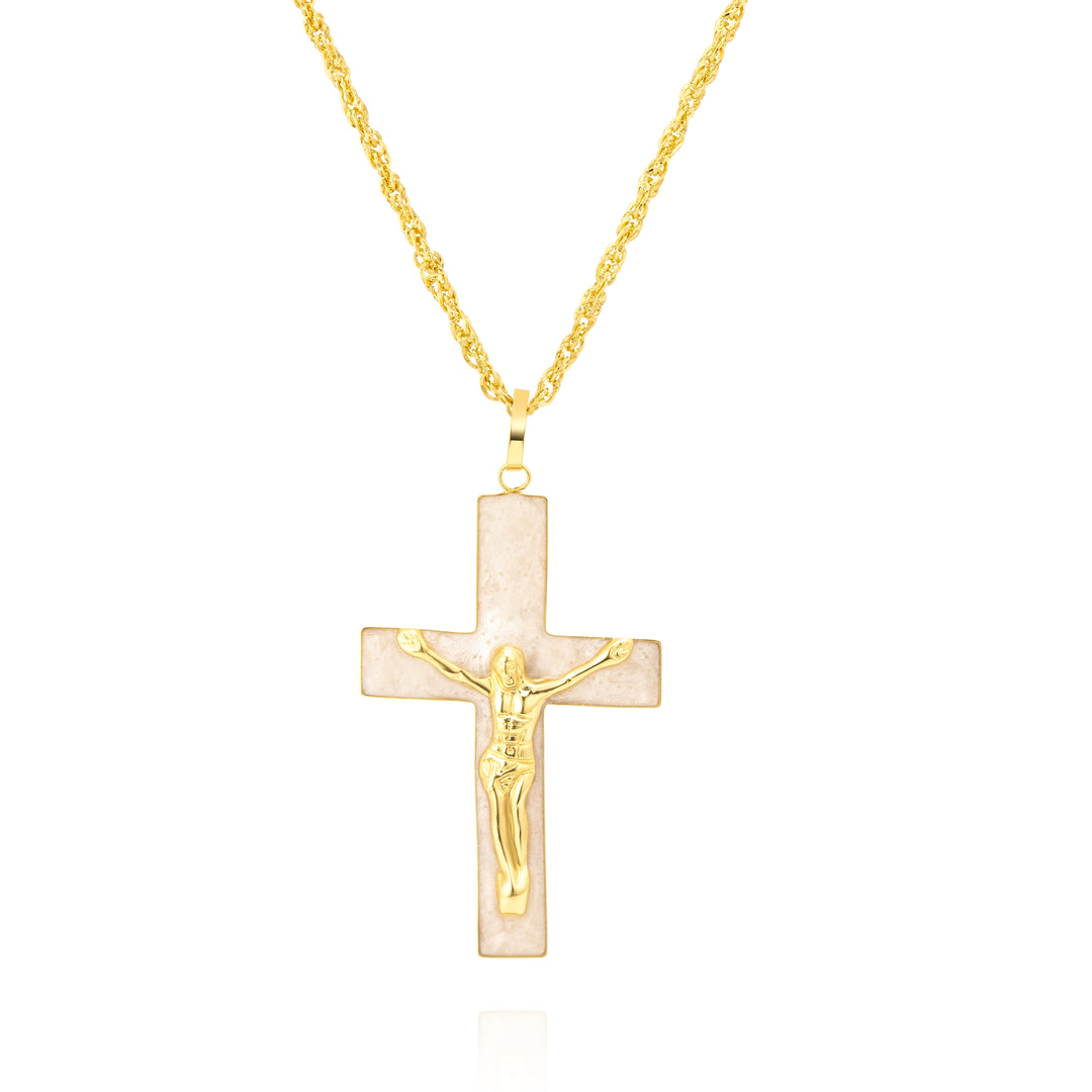 18K Real Gold Jesus Cross Necklace