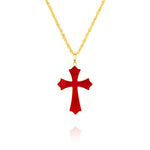 Load image into Gallery viewer, 18K Real Gold Red Cross Necklace