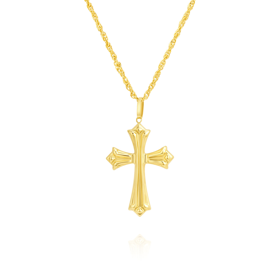 18K Real Gold White Cross Necklace