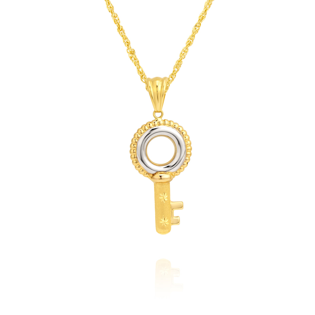 18K Real Gold Key Necklace