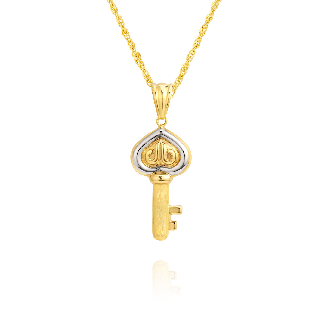 18K Real Gold Key Necklace