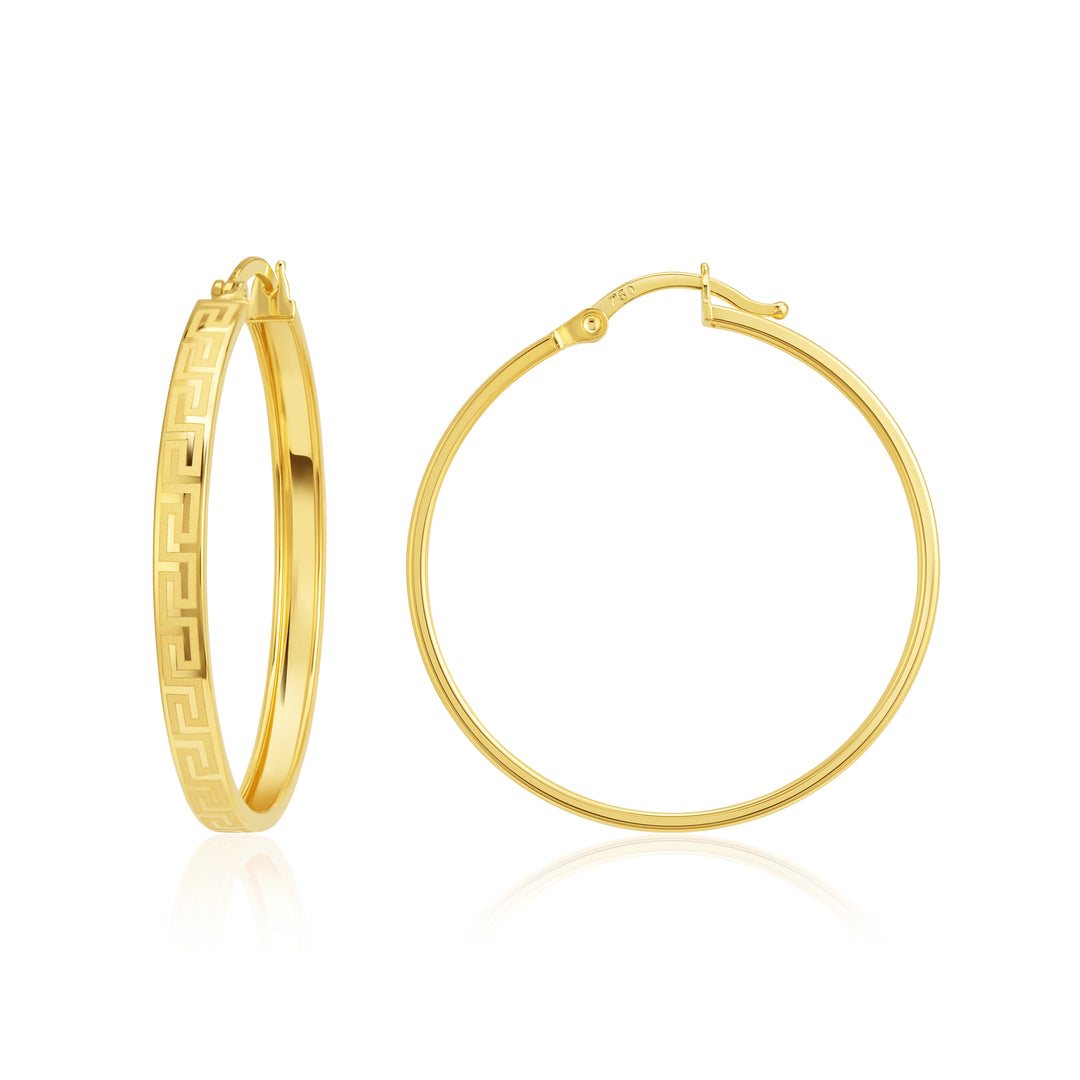 18K Real Gold Round Loop Earrings
