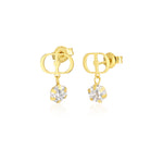 Load image into Gallery viewer, 18K Real Gold Hanging Stone Stud Earrings