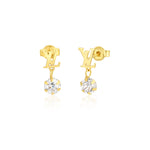 Load image into Gallery viewer, 18K Real Gold Hanging Stone Stud Earrings