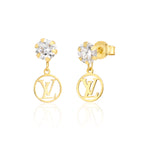 Load image into Gallery viewer, 18K Real Gold Hanging Stone Stud Earrings