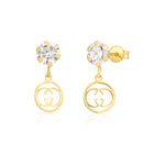 Load image into Gallery viewer, 18K Real Gold Hanging Stone Stud Earrings