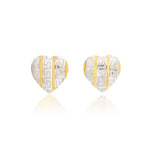 Load image into Gallery viewer, 18K Real Gold 2 Color Heart Earring Set