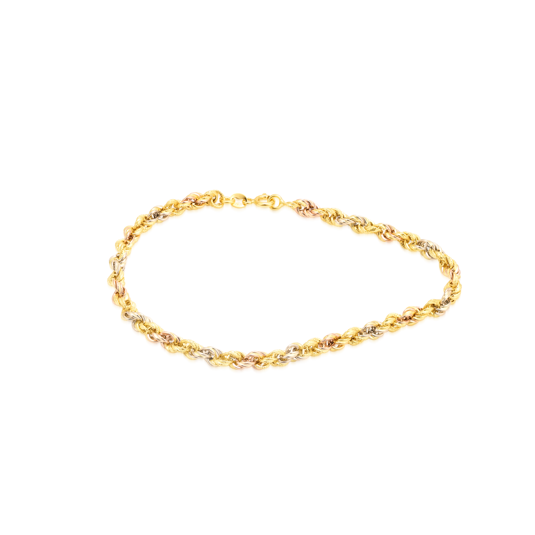 18K Real Gold 3 Color Rope Anklet