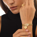 Load image into Gallery viewer, 18K Real Gold Elegant Thick Lock Bracelet