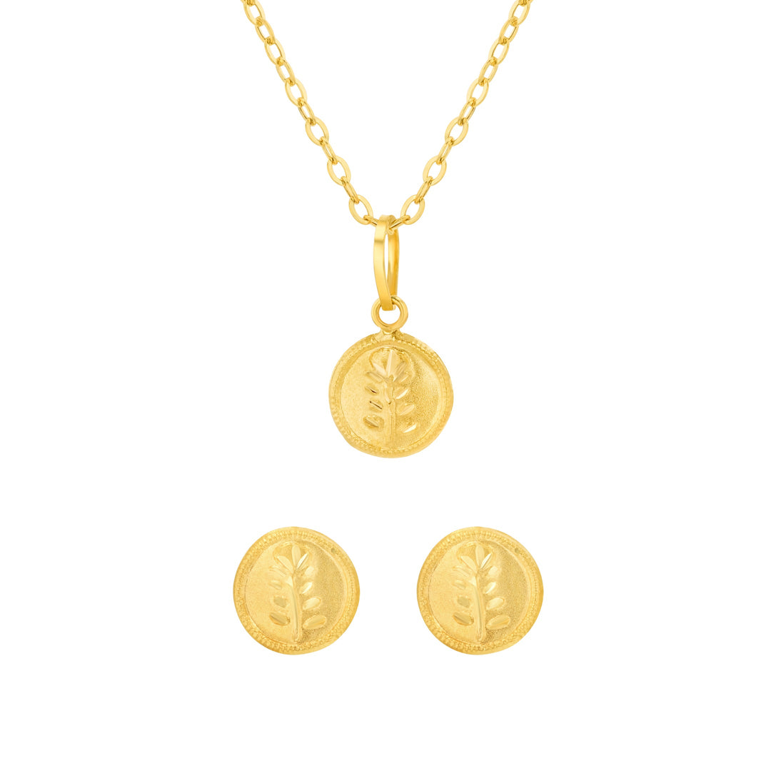 18K Real Gold Round Screw Jewelry Set