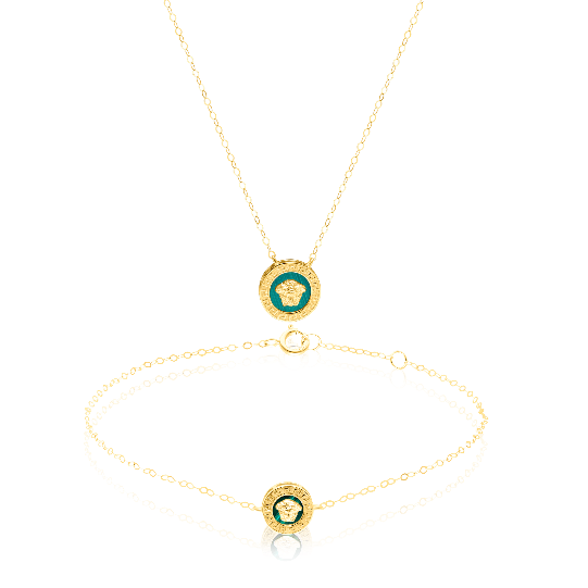 18K Real Gold Green V.R.C Jewelry Set