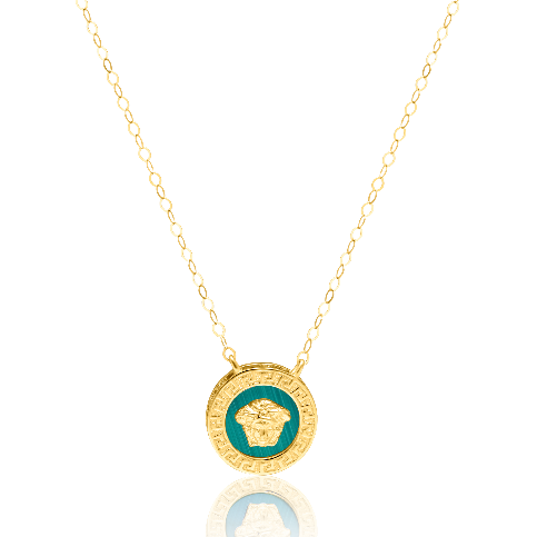 18K Real Gold Green V.R.C Necklace