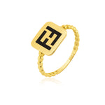 Load image into Gallery viewer, 18K Real Gold Elegant F.F Square Ring
