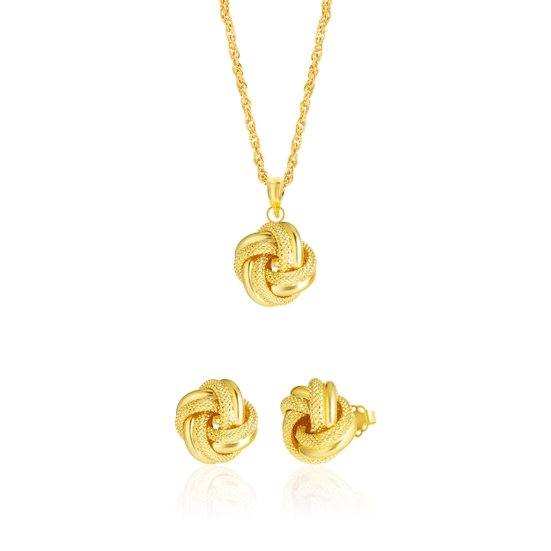 18K Real Gold Twisted Knot Jewelry Set