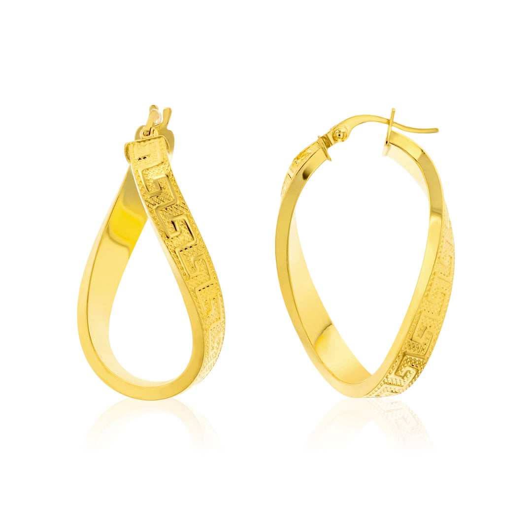 18K Real Gold Twisted Oval Jewelry Set