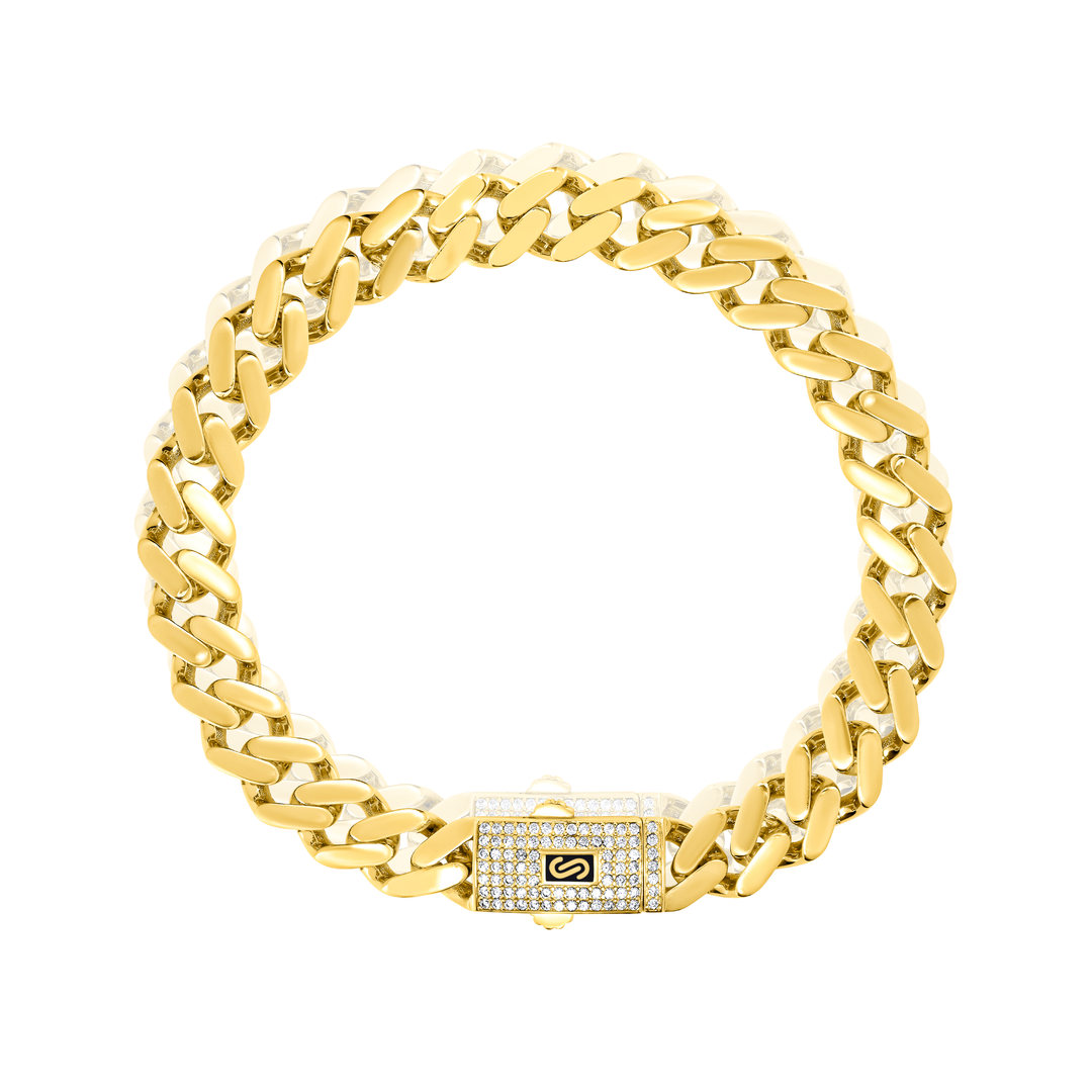 18K Real Gold Elegant Thick Linked Bracelet