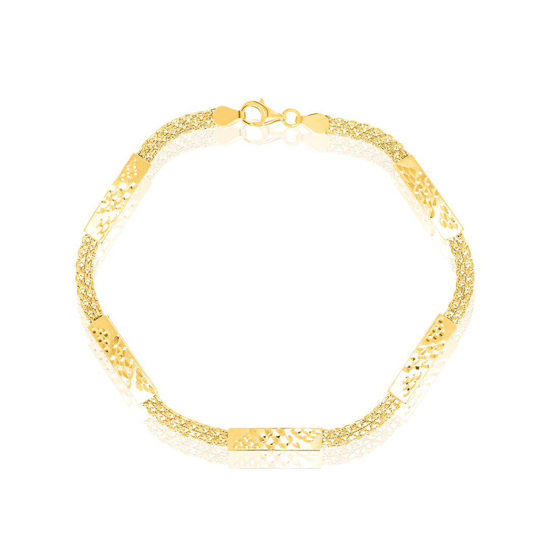 18K Real Gold Flat Belt Design Bracelet
