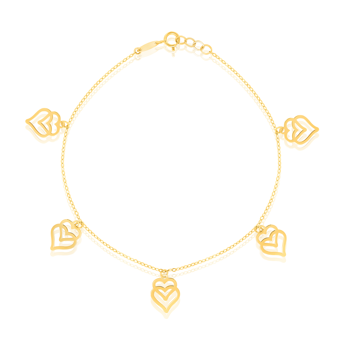 18K Real Gold Heart Bracelet