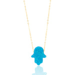 Load image into Gallery viewer, 18K Real Gold Sky Blue Palm Necklace Talagold