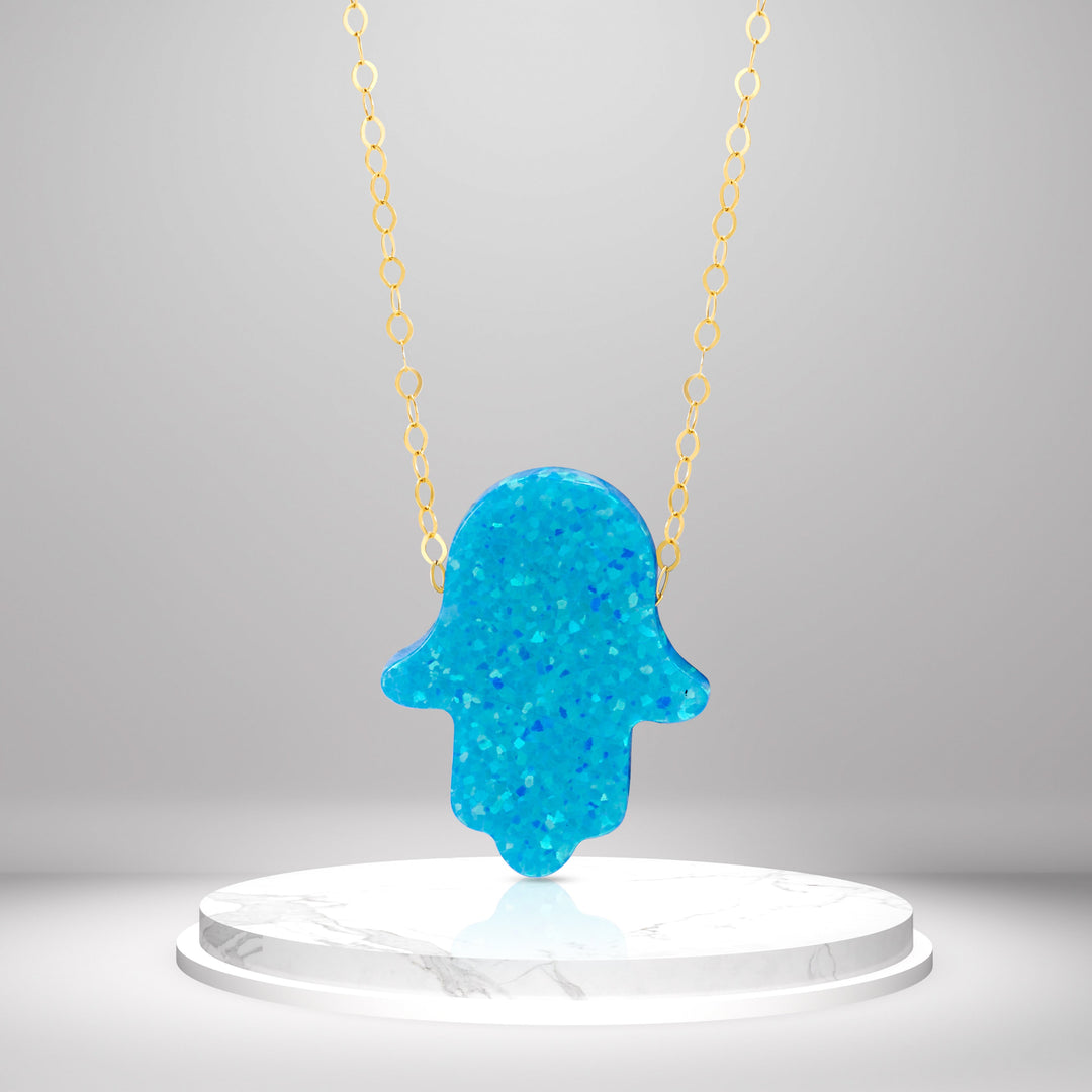 18K Real Gold Sky Blue Palm Necklace Talagold