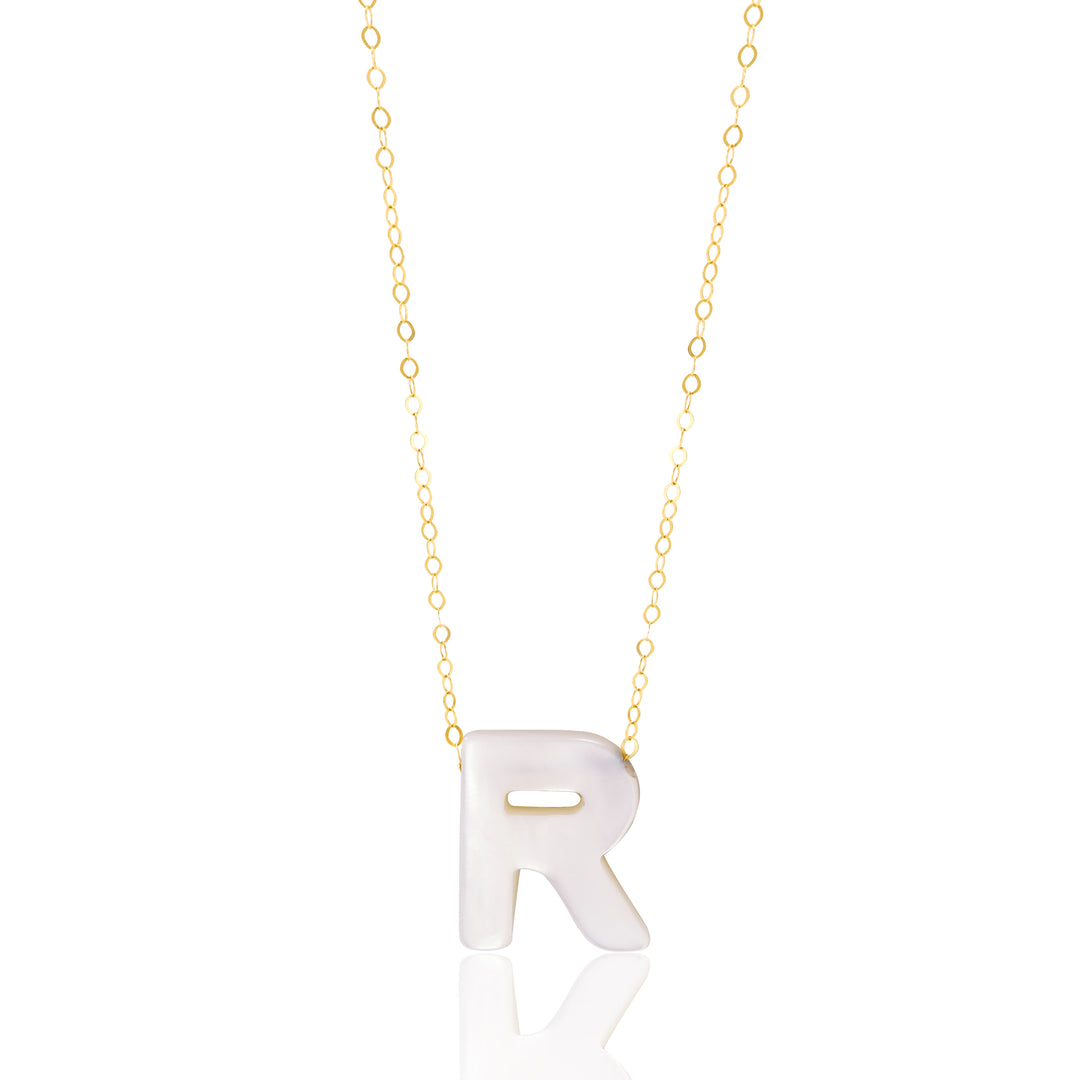 18K Real Gold Letter R Necklace