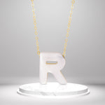 Load image into Gallery viewer, 18K Real Gold Letter R Necklace