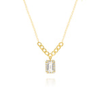 Load image into Gallery viewer, 18K Real Gold Square Stone Necklace