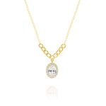 Load image into Gallery viewer, 18K Real Gold Oval Stone Necklace
