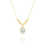 Load image into Gallery viewer, 18K Real Gold Oval Stone Necklace