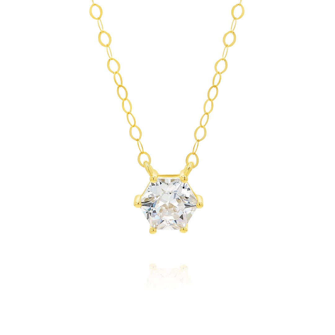 18K Real Gold Stone Necklace