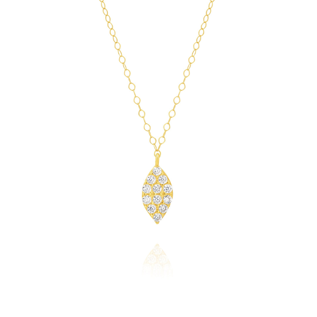 18K Real Gold Leaf Stone Necklace