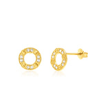 Load image into Gallery viewer, 18K Real Gold Round Stone Stud Earrings
