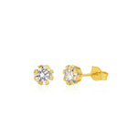 Load image into Gallery viewer, 18K Real Gold Stone Stud Earrings