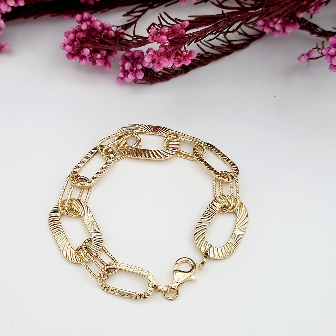 18K Real Gold Elegant Square Linked Bracelet