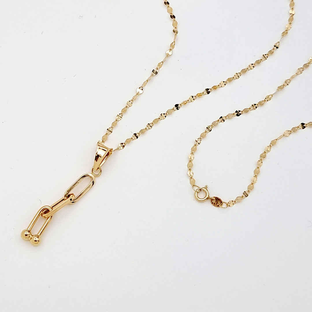 18K Real Gold Hanging U-Link Necklace