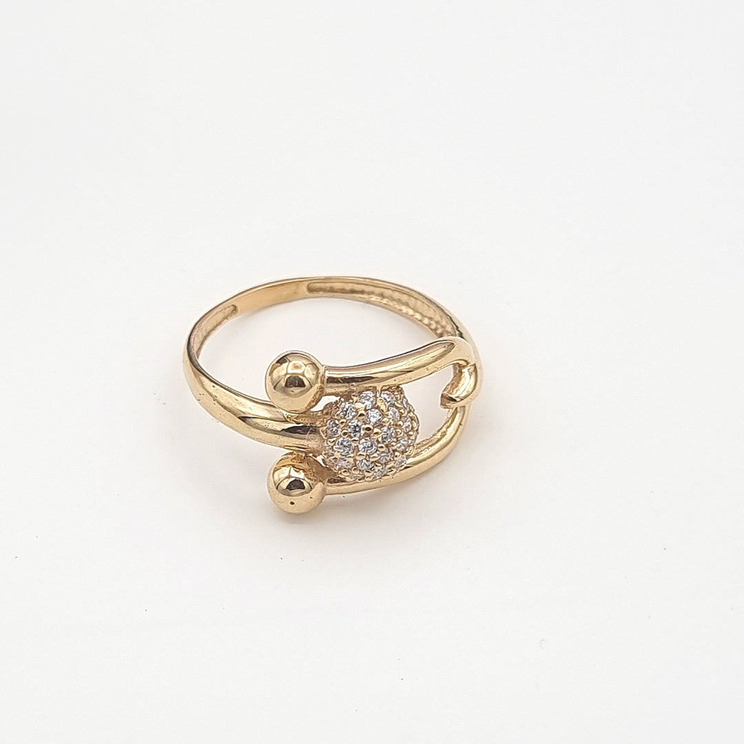 18K Real Gold Stone Ball Ring
