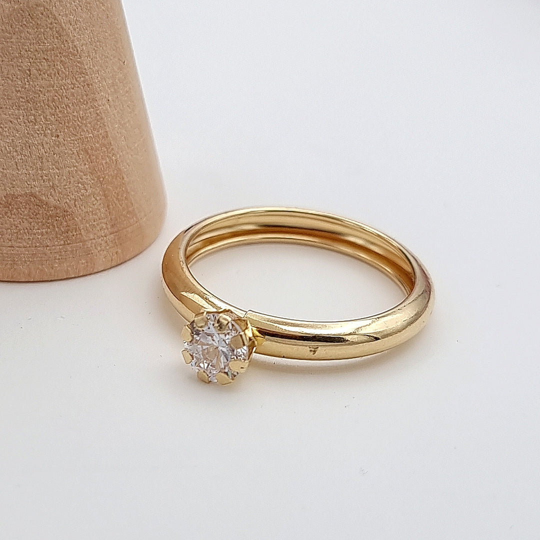 18K Real Gold Plain Stone Ring