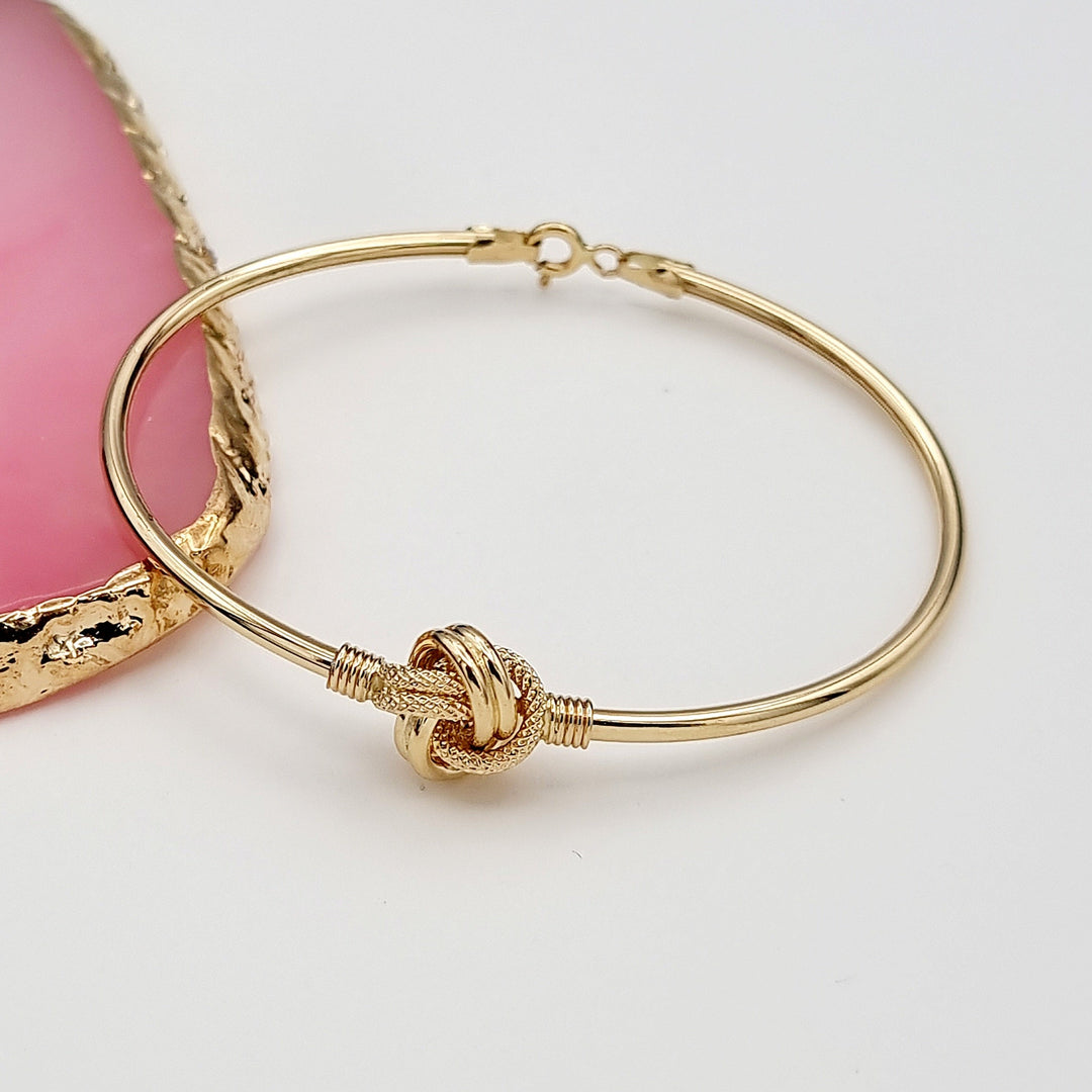18K Real Gold Twisted Knot Bangle
