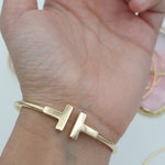 Load image into Gallery viewer, 18K Real Gold T Design Bangle
