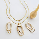 Load image into Gallery viewer, 18K Real Gold Double Square Jewelry Set
